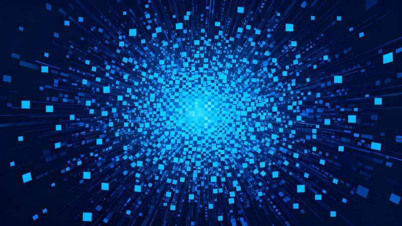 藍色方塊組成的未來感抽象圖-圖片