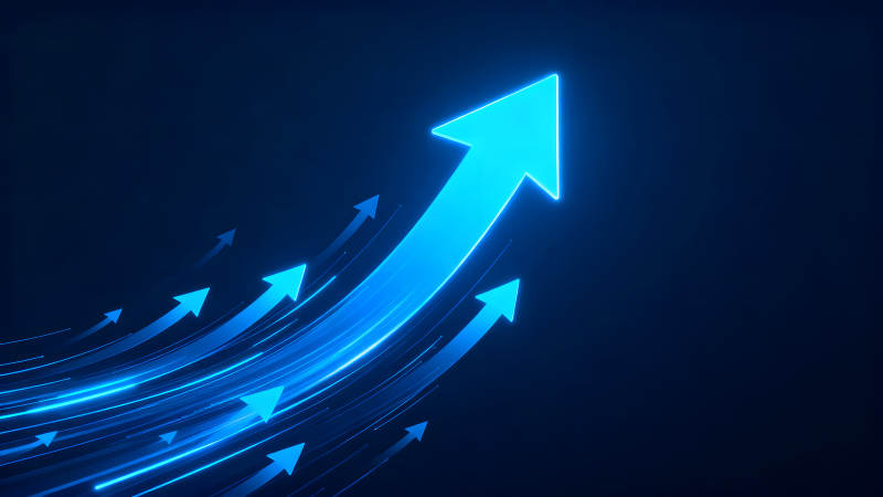 藍色箭頭向上增長的抽象設計-圖片