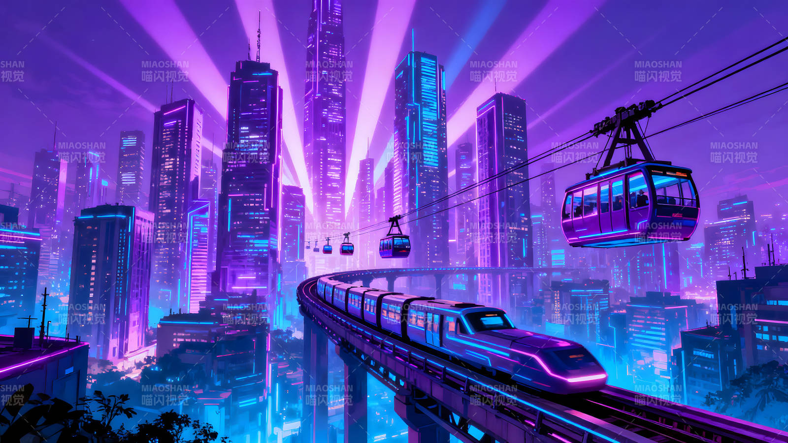 賽博朋克風格未來城市交通-圖片