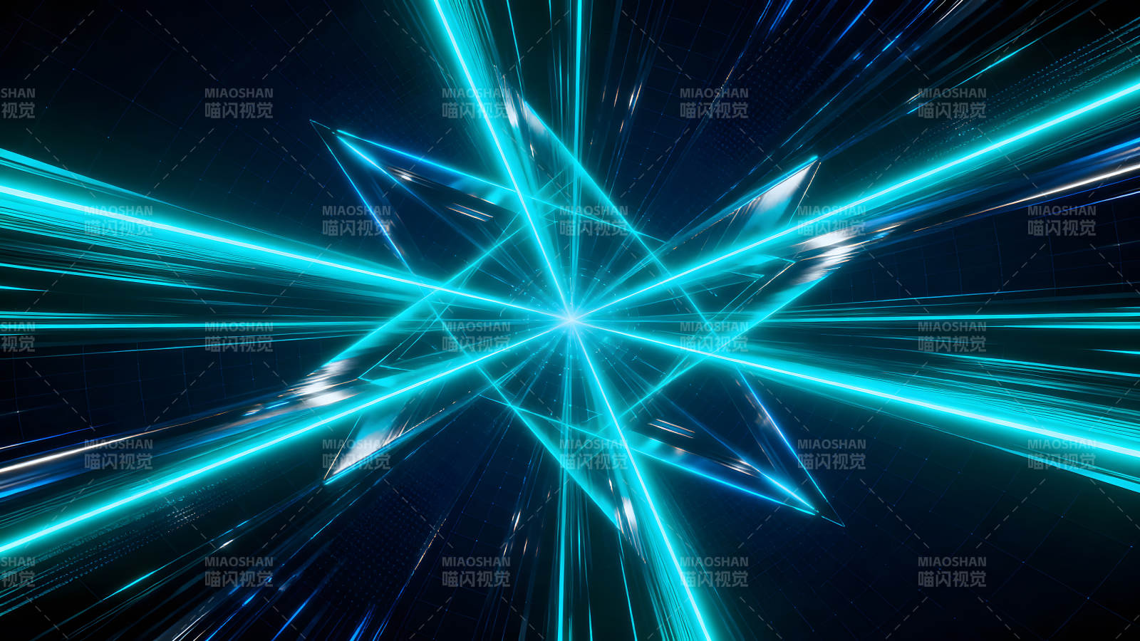 蓝色几何线条组成的抽象艺术-图片