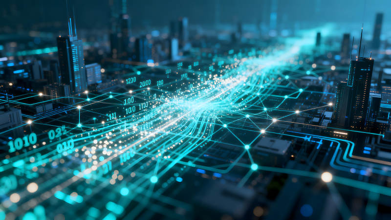 數字城市科技感光束流-圖片