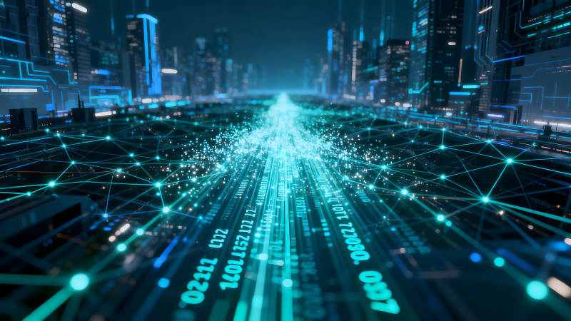 數(shù)字城市網(wǎng)絡(luò)數(shù)據(jù)連接圖-圖片