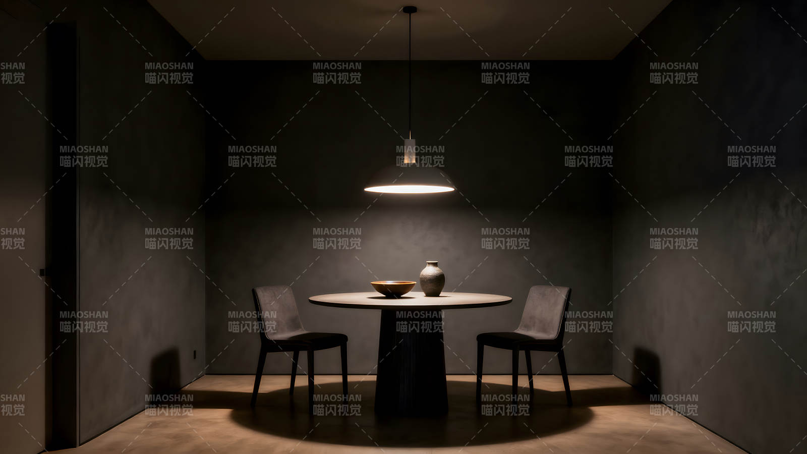 室內(nèi)餐廳一角昏暗簡(jiǎn)潔的氛圍圖片