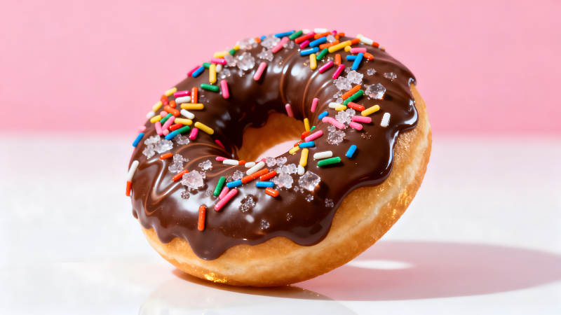 巧克力甜甜圈彩虹糖装饰-图片