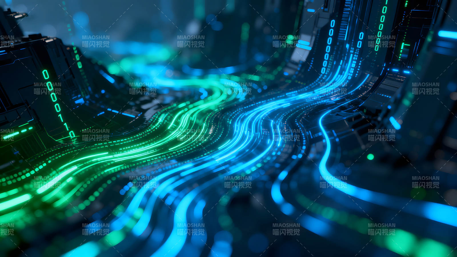 数据流动的科技感视觉效果-图片