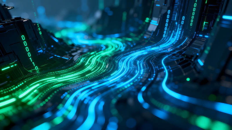 数据流动的科技感视觉效果-图片