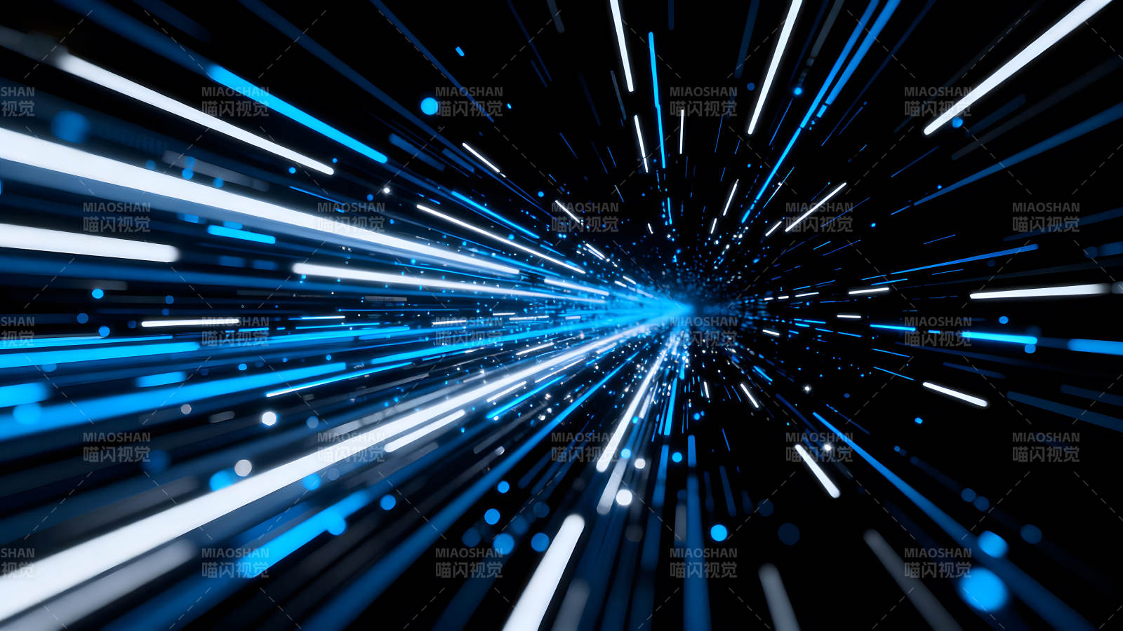 藍色光束穿越黑暗空間-圖片