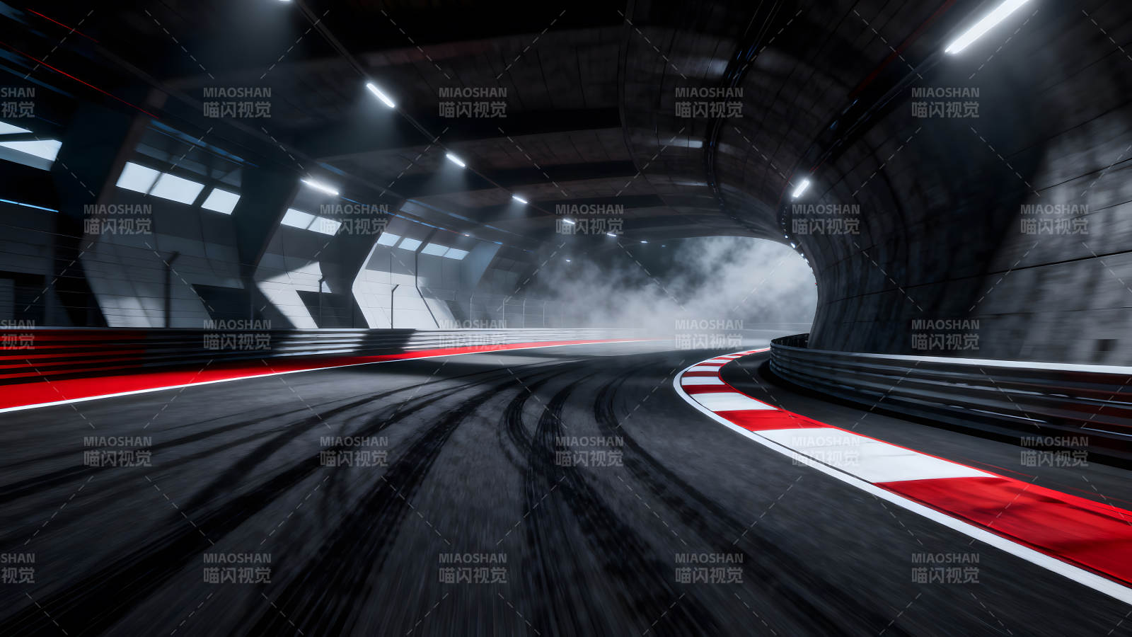 赛道隧道光影竞速的视觉冲击-图片