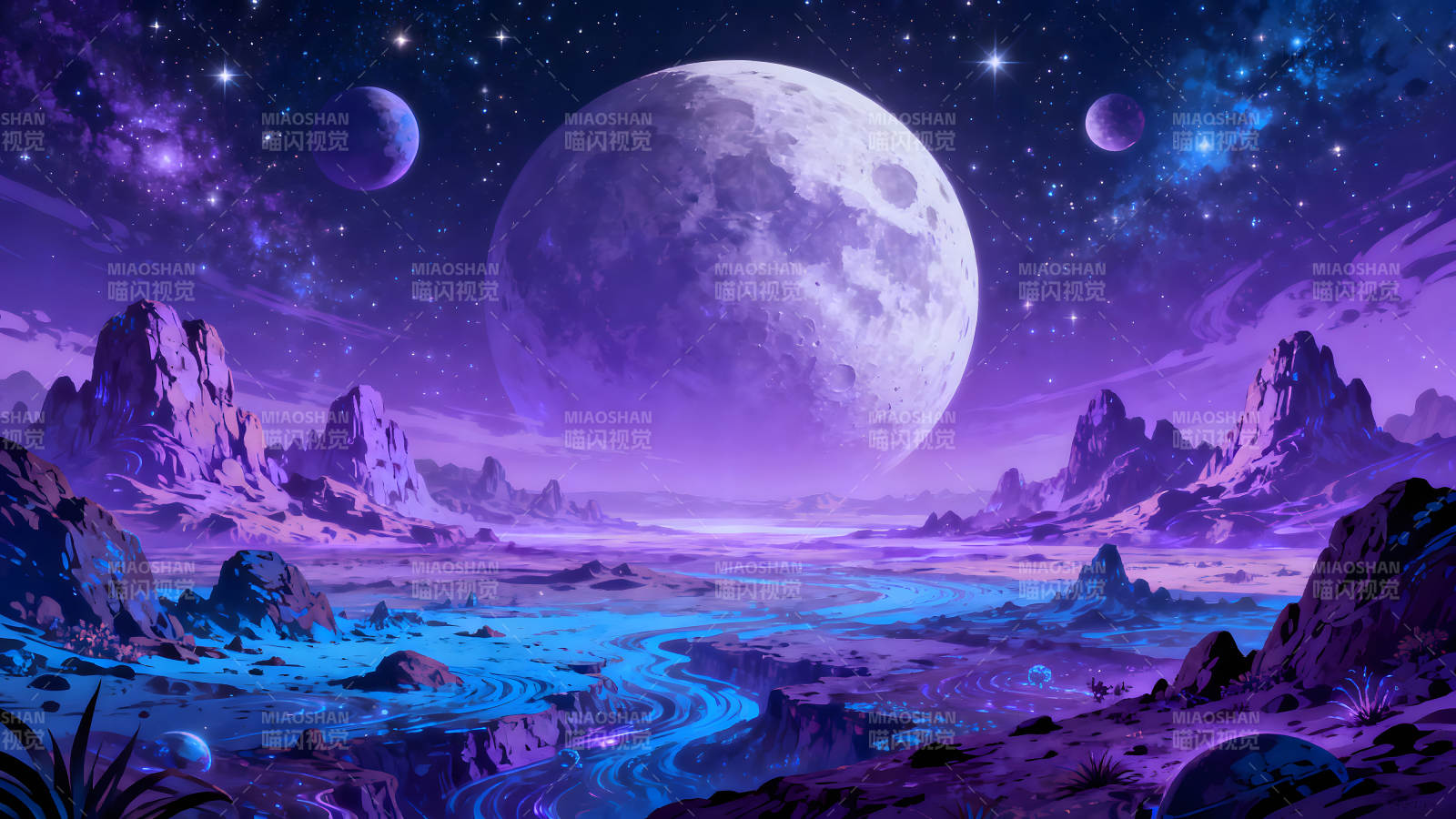 外星球梦幻般的景观星空与异星地貌-图片