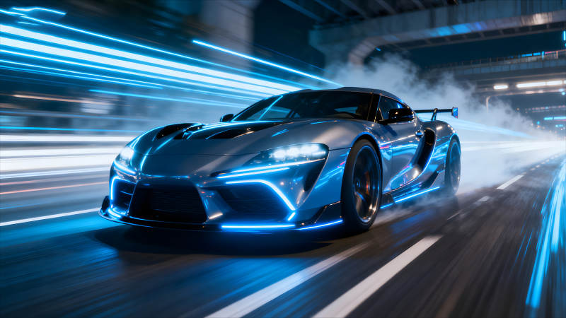 赛车高速行驶炫酷特效灯光-图片