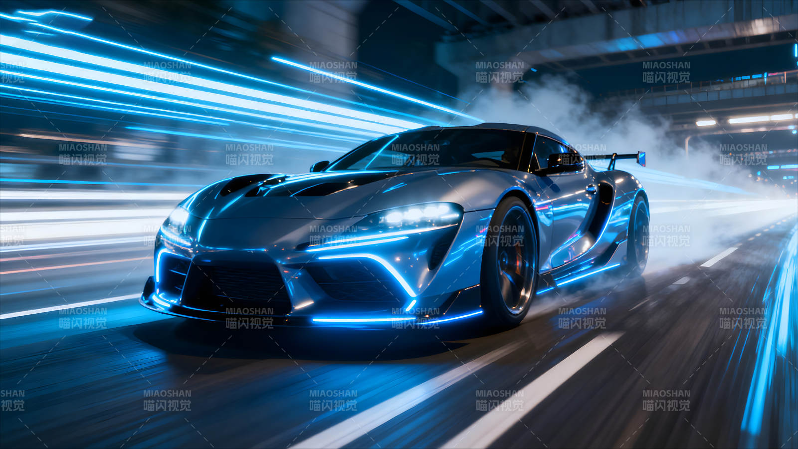 賽車高速行駛炫酷特效燈光圖片