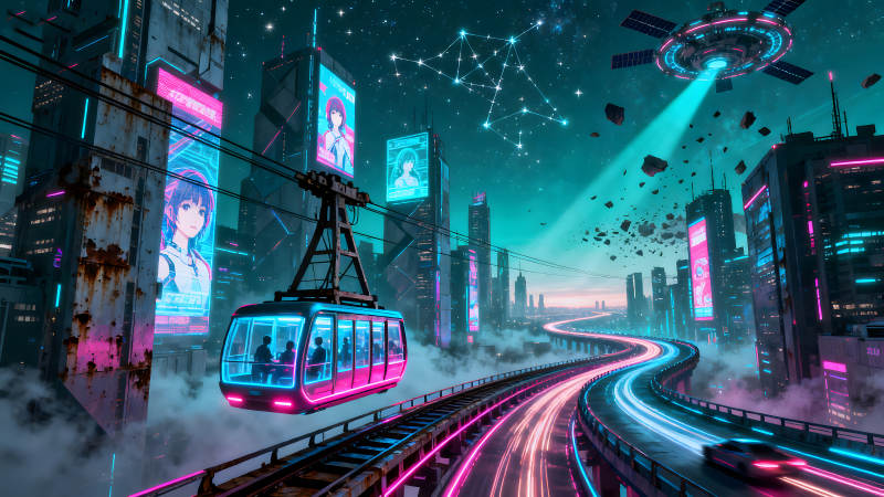 赛博朋克未来城市景象-图片