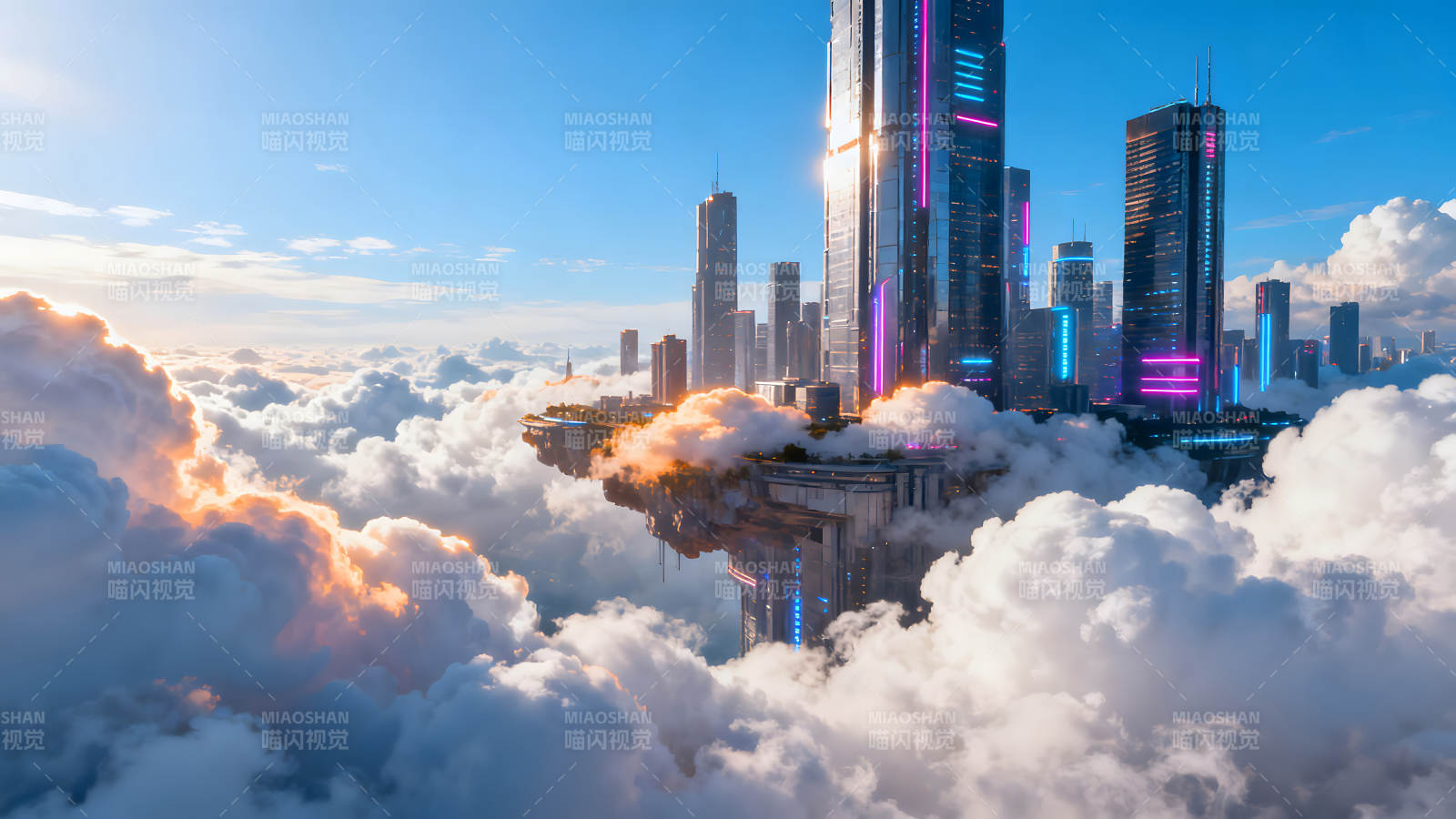 未來城市在云端建筑風格科幻-圖片