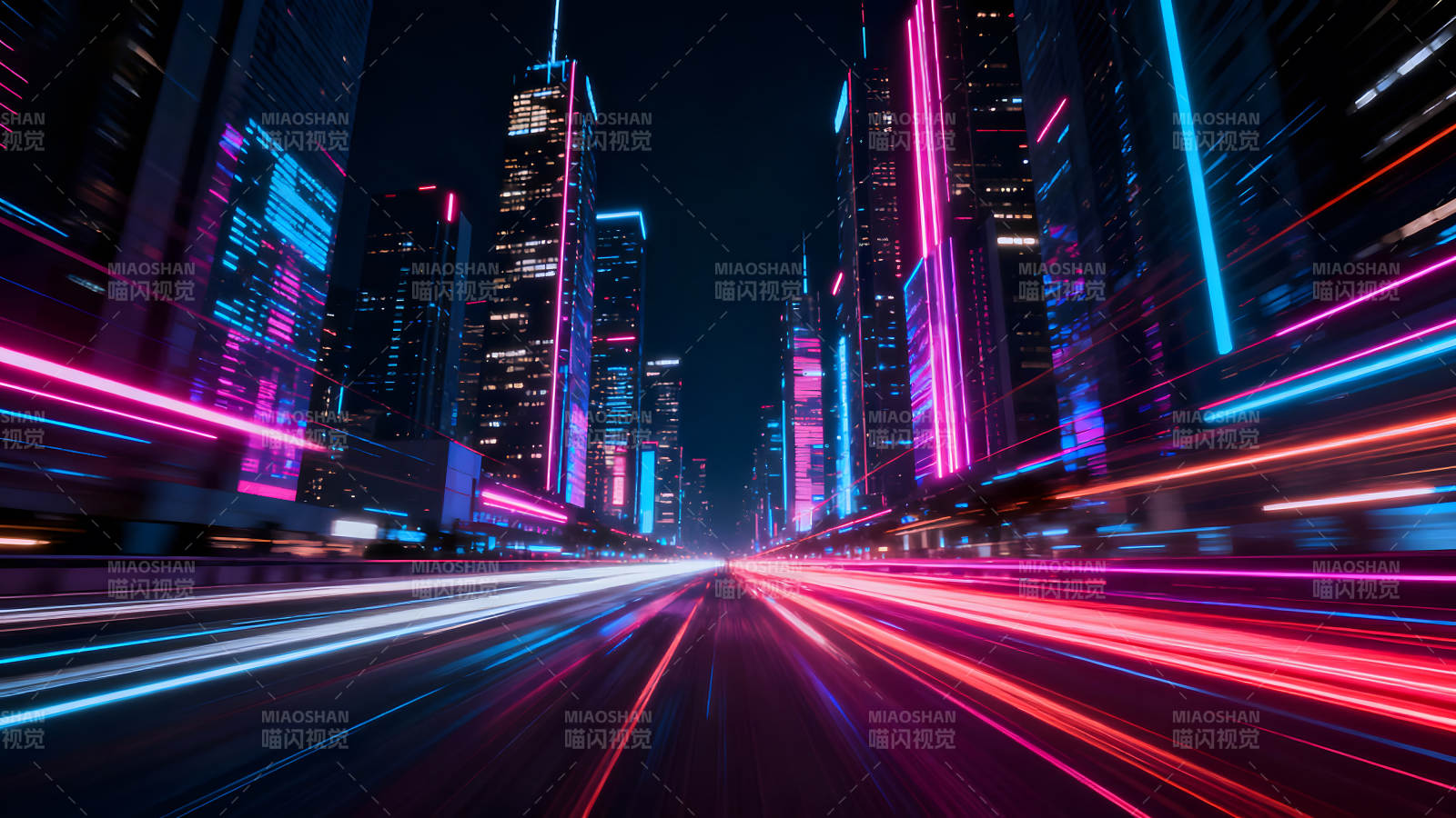 賽博朋克未來城市夜景-圖片