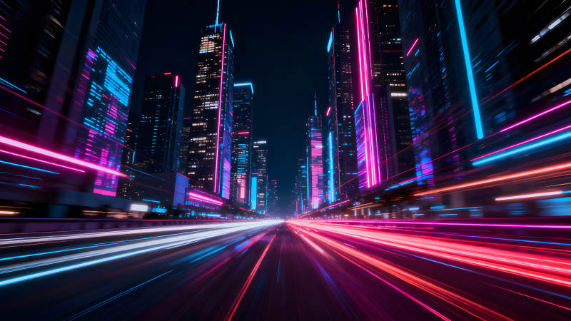 賽博朋克未來城市夜景-圖片