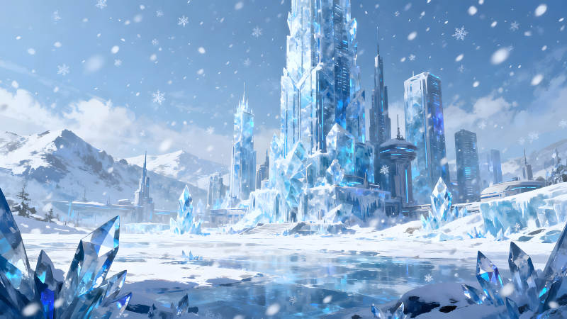 冰雪世界未来城市景象-图片