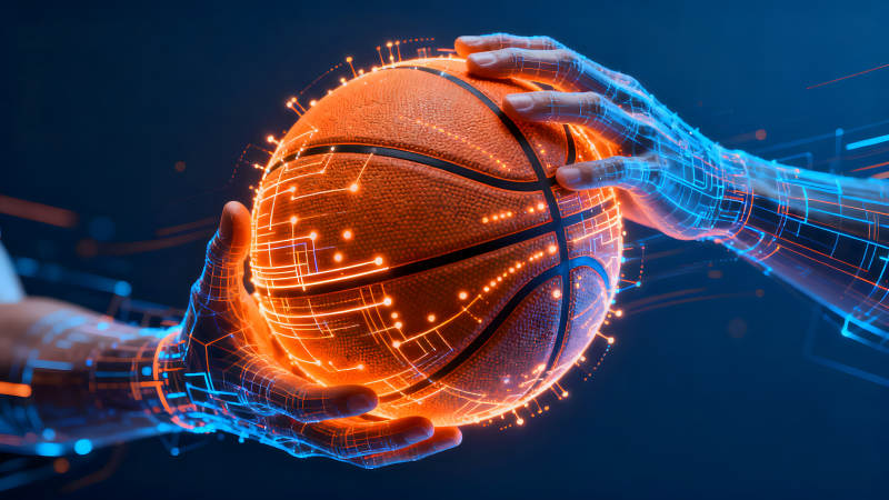 籃球與科技融合概念圖-圖片