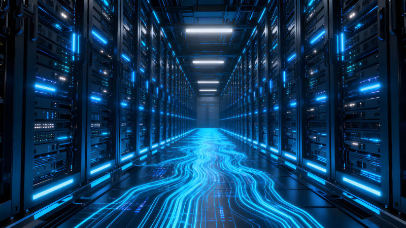 数据中心科幻风光蓝色光线纵深-图片