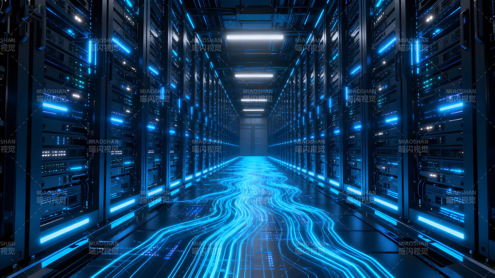 数据中心科幻风光蓝色光线纵深-图片