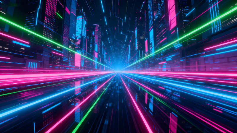 赛博朋克未来城市霓虹灯光-图片