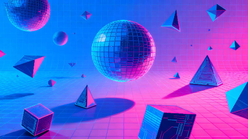 赛博朋克风抽象几何场景-图片