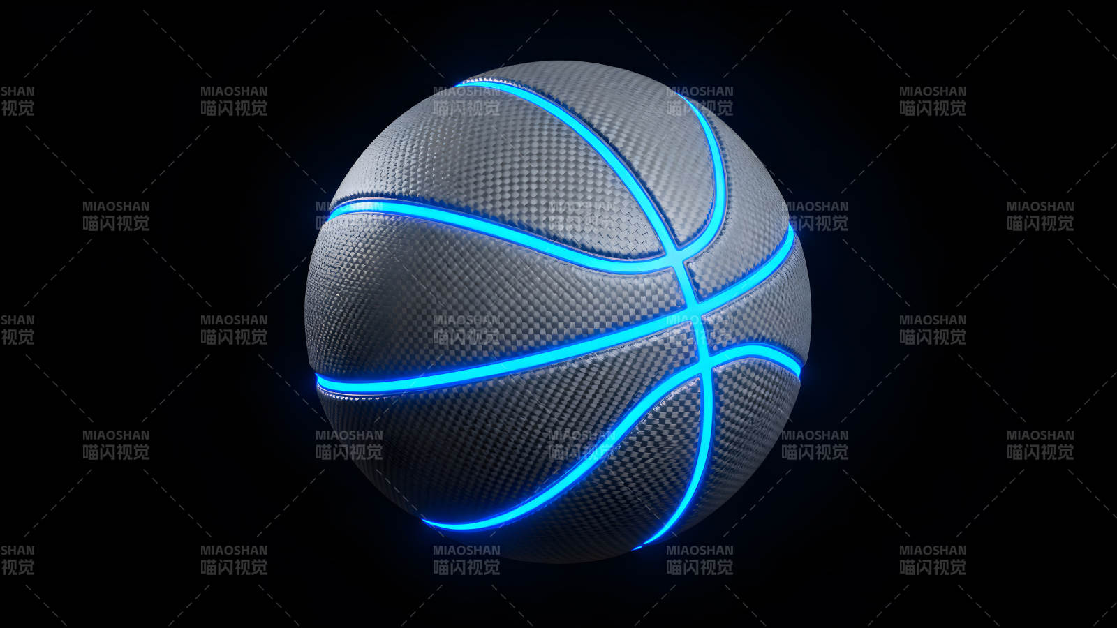 发光的篮球在黑暗中-图片