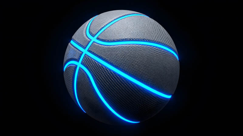 发光篮球在黑暗中-图片