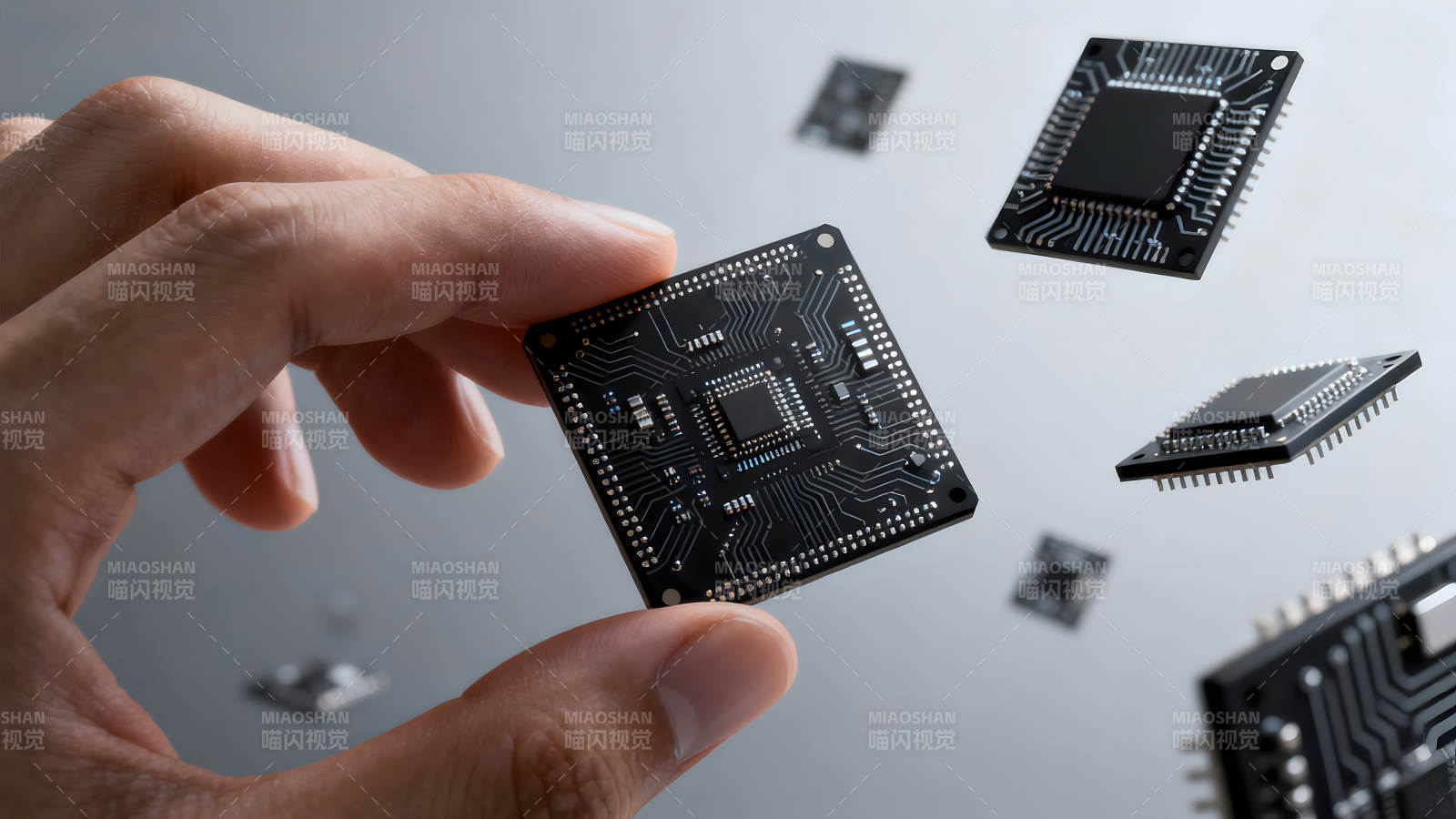 手持电路板悬浮电子元件-图片