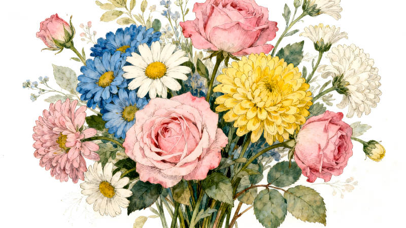 绚丽多彩的花束-图片