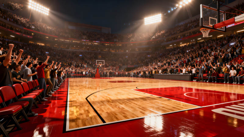 籃球賽現(xiàn)場球迷歡呼雀躍氣氛熱烈-圖片