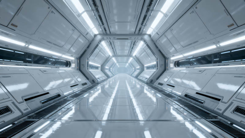 未来科幻走廊内部设计-图片