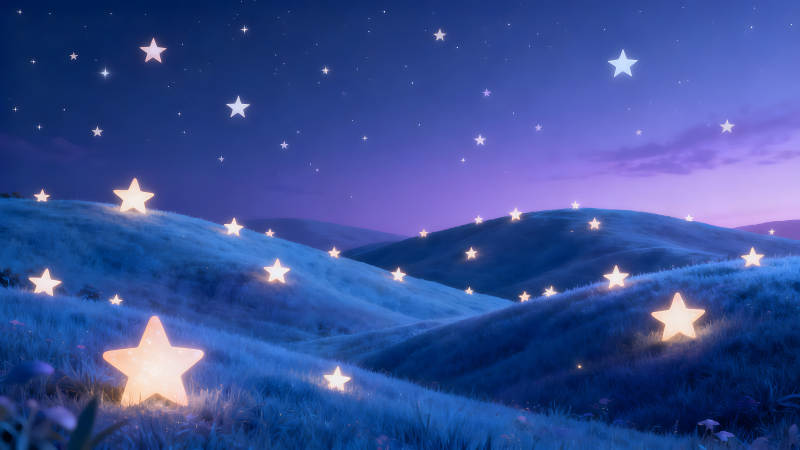 星光点缀的梦幻山丘-图片
