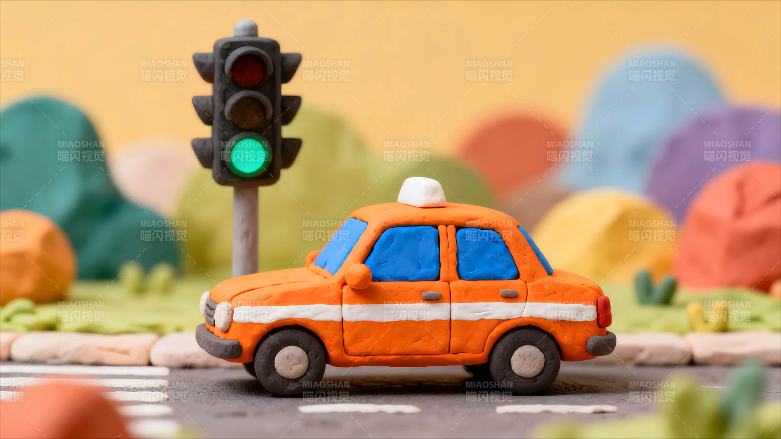 黏土制作的交通工具和場景-圖片