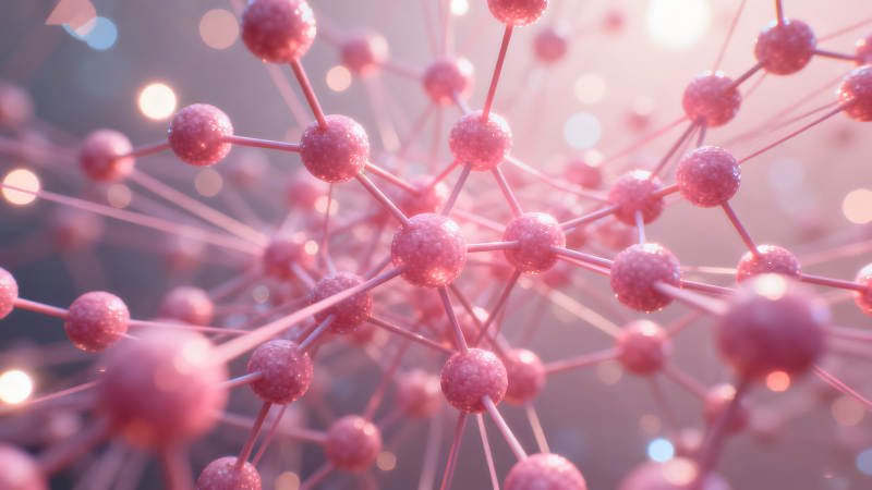 粉色分子結(jié)構(gòu)圖抽象的科技感-圖片