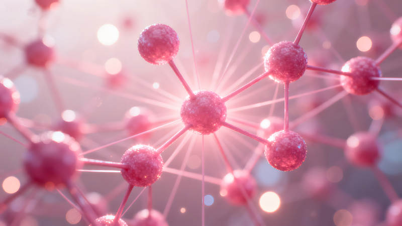 粉色分子結(jié)構(gòu)圖科技感十足-圖片