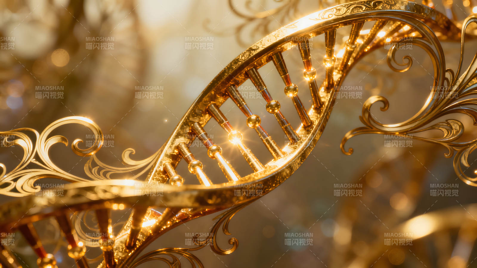 金色DNA螺旋结构华丽的装饰艺术-图片