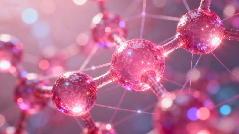 分子結(jié)構(gòu)圖閃耀的粉色粒子-圖片