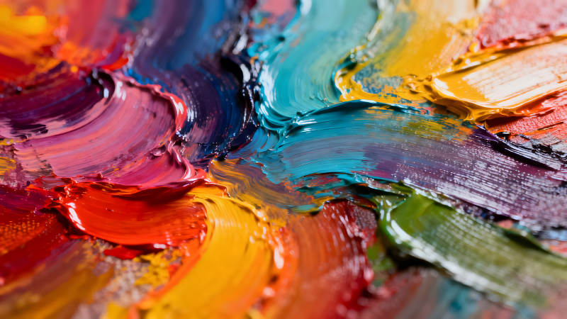 色彩斑斕的油畫特寫展現(xiàn)濃郁質(zhì)感-圖片