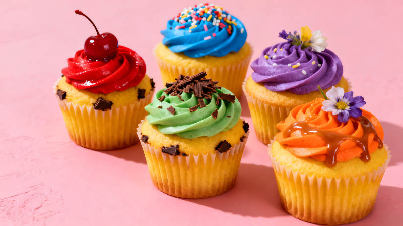 美味的紙杯蛋糕展示-圖片