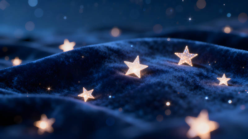 星光熠熠的藍色絨布背景-圖片