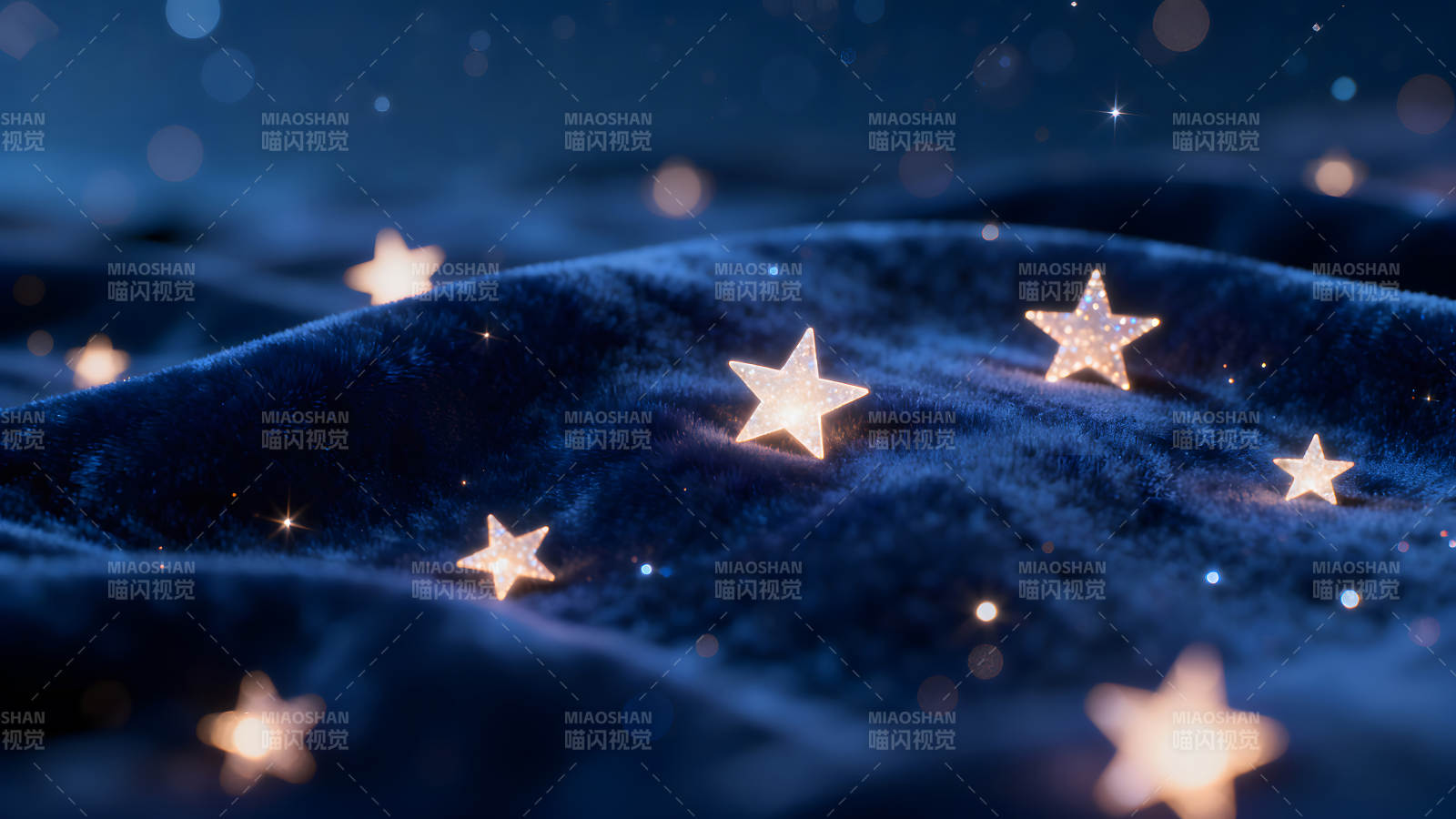 星光熠熠的藍(lán)色絨布背景-圖片