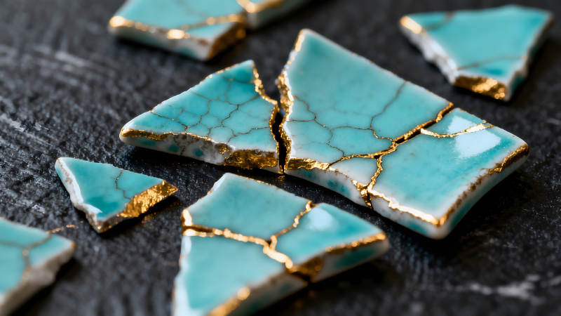 金缮修复瓷片艺术-图片