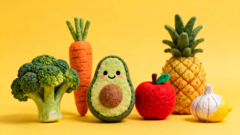 可愛蔬菜水果毛氈擺件-圖片