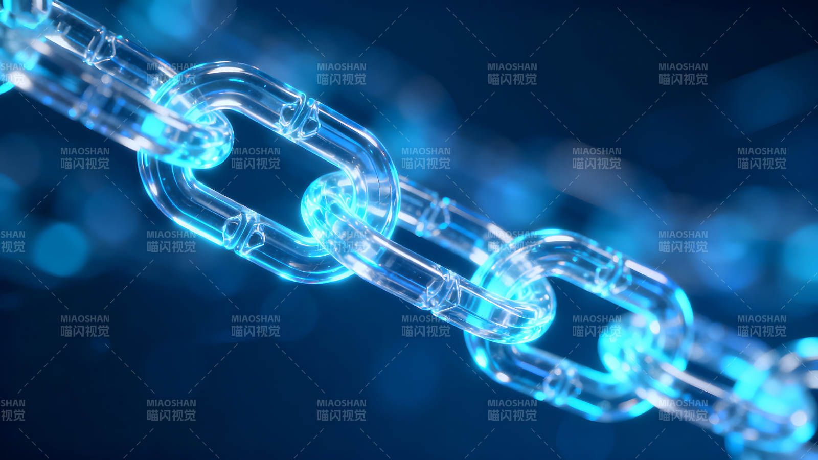 藍色發光透明鏈條特寫-圖片