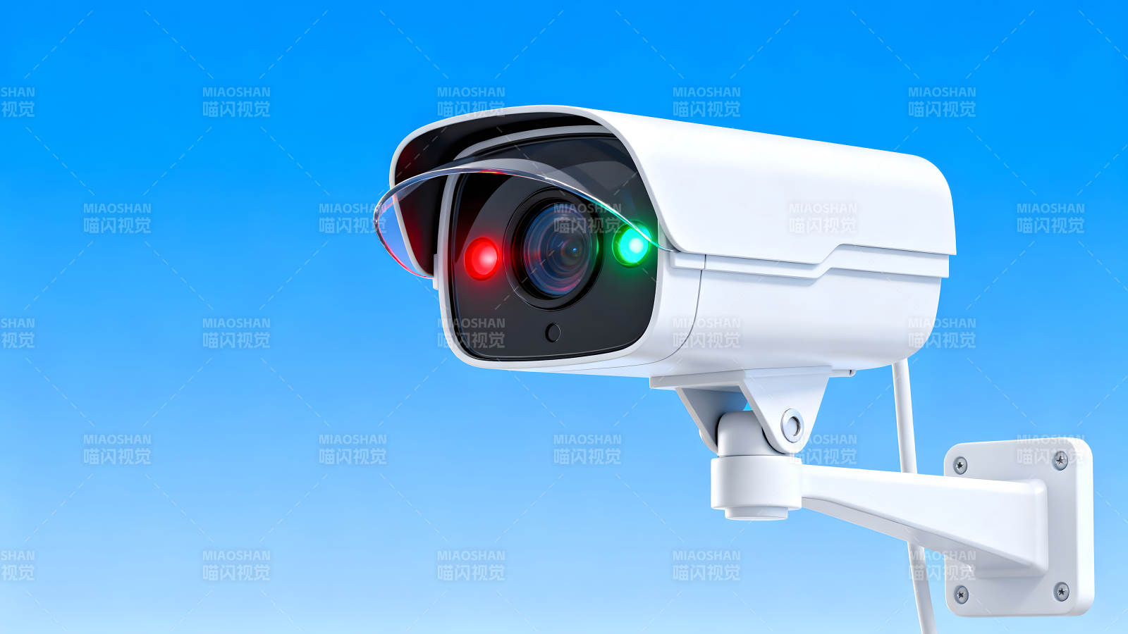 监控摄像头特写蓝天背景-图片