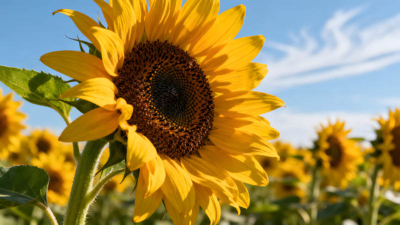 陽光下的向日葵花田-圖片