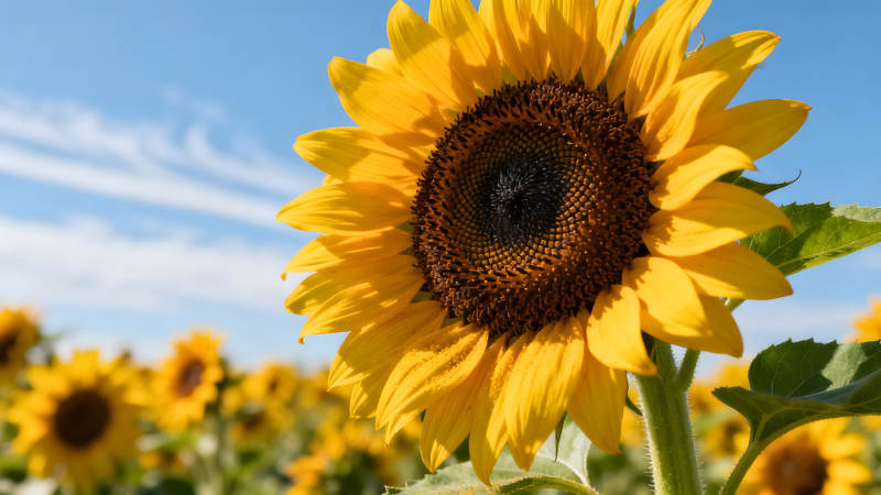 盛開的向日葵田園風光陽光明媚-圖片
