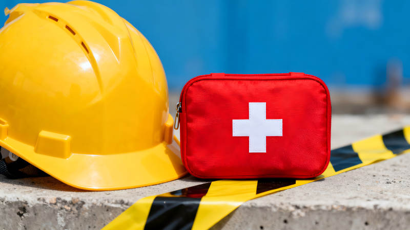 安全帽與急救包施工安全-圖片