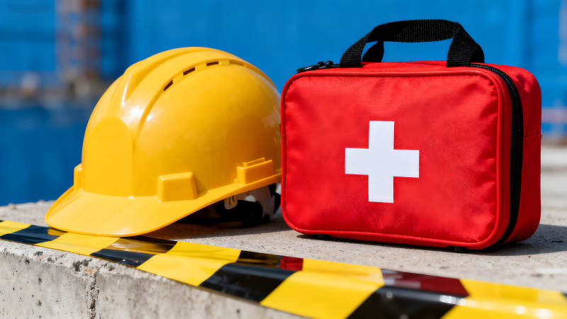 安全帽與急救箱-圖片