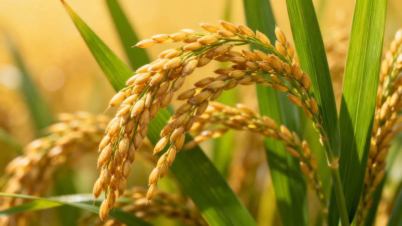 稻穗金黃飽滿稻米顆粒豐收-圖片